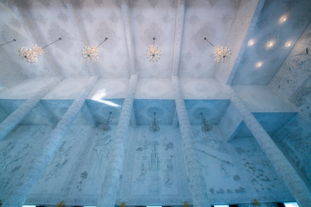 Beautiful molding art in Thai style church at Hyuaplakang temple, Thailand.のeditorial素材