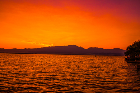 Sunset at Kwan Phayao, Thailand.の写真素材