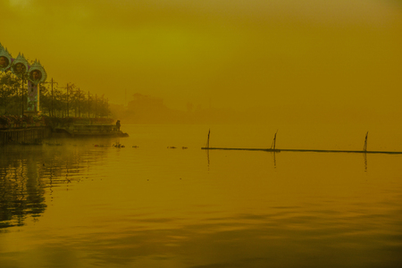 Kwan Phayao lake in winter season, Thailand.の写真素材