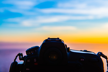 Camera with morning sky background, Thailand.