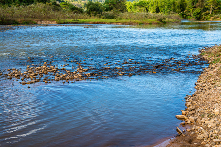 The river in Mueang Khong district, Thailand.の写真素材