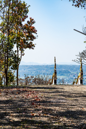 Beautiful city view at Wat Phra That Chom Chaeng view point, Thailand.のeditorial素材