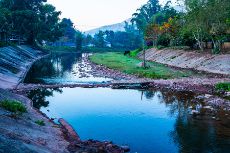 Landscape view of Mang river in Bokuai district, Thailand.の写真素材