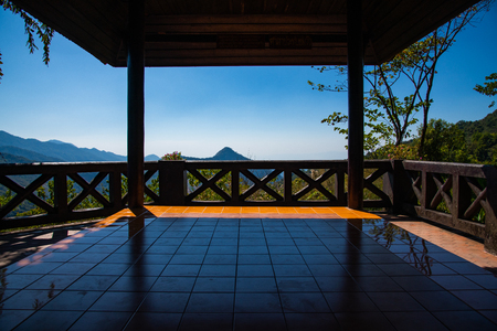 Public rest house on mountain in Nan province, Thailand.の写真素材