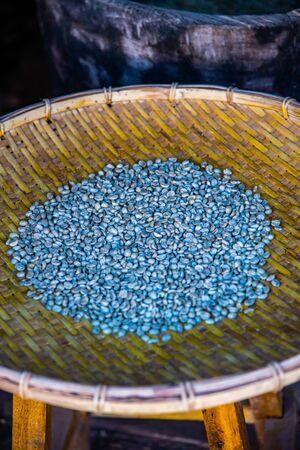 Coffee bean on threshing basket at Bokuai district, Thailand.の写真素材