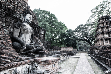 Archaeological site in Sukhothai historical park, Thailand.の写真素材