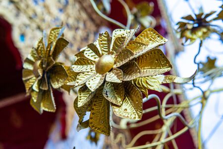 Golden iron flower in the temple, Thailand.の写真素材