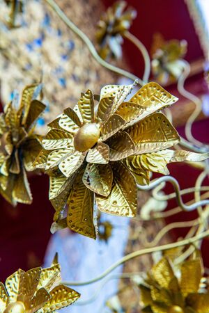 Golden iron flower in the temple, Thailand.の写真素材