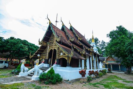 Lanna style church in the Phuttha Eoen temple, Thailand.の写真素材