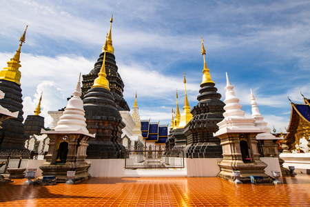 CHIANGMAI, THAILAND - July 21, 2019  : Beautiful pagoda with blue sky in Den Salee Sri Muang Gan temple, Thailand.のeditorial素材