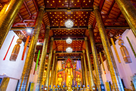 Beautiful Buddha statue in Chedi Luang Varavihara temple, Chiang Mai province.のeditorial素材