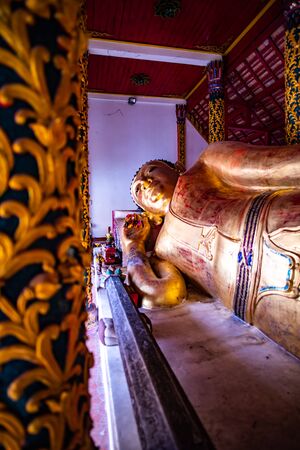 Reclining Buddha in Pong Sanuk temple, Lampang province.の写真素材