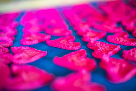 Red heart made from mulberry paper, Thailand.の写真素材