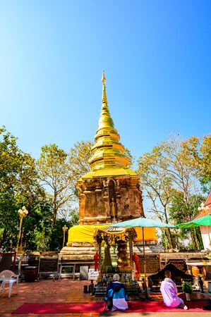 CHIANG RAI, THAILAND - December 15, 2019 - Old Pagoda in Phra That Chom Kitti Temple, Chiang Rai Province.のeditorial素材