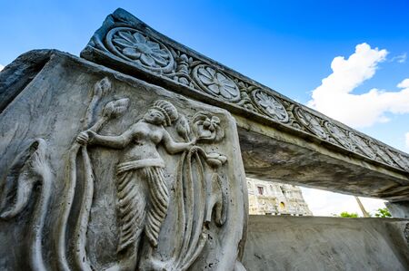 Molding Art of Bodh Gaya Replica at Chong Kham Temple, Lampang Province.の写真素材