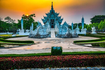Rong Khun temple in Chiangrai province, Thailand.の写真素材