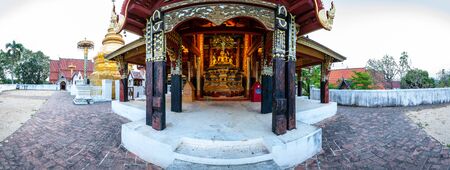 Panorama view of ancient Buddha statue in Pong Sanuk temple, Lampang province.