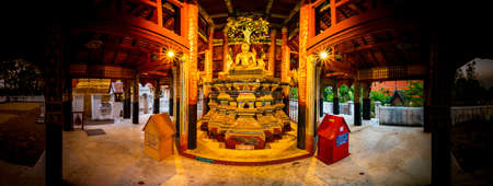 Panorama view of ancient Buddha statue in Pong Sanuk temple, Lampang province.のeditorial素材