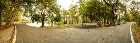 Panorama view of Ang Kaew reservoir in Chiang Mai university, Thailand.