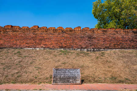 Old brick wall in Lampang province, Thailand.のeditorial素材