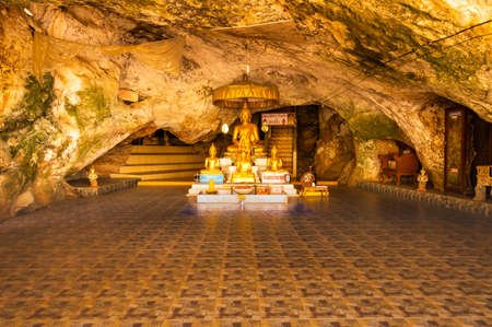 Phra Sabai cave with golden Buddha in Lampang province, Thailand.のeditorial素材