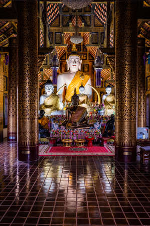 CHIANG MAI, THAILAND - April 10, 2020 : White Buddha Statue or Luang Pho Khao in Chiang Mai Province, Thailand.のeditorial素材