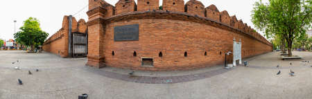 CHIANG MAI, THAILAND - April 11, 2020 : Panorama of Tha Phae Gate in Chiang Mai Province, Thailand.