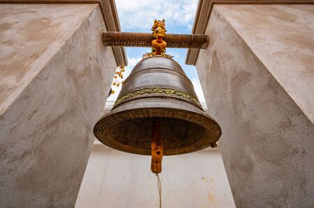 Old bell of Ban Den temple, Chiang Mai province.の写真素材