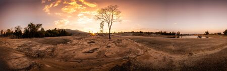 Reservoir with mountain view at evening, Chiang Mai province.の写真素材