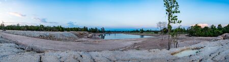 Reservoir with mountain view at evening, Chiang Mai province.の写真素材