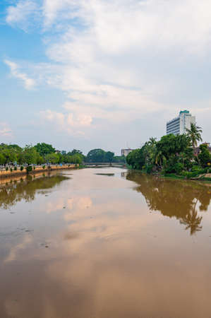 CHIANG MAI, THAILAND - May 6, 2020 : Ping River with Chiang Mai Town, Thailand.のeditorial素材