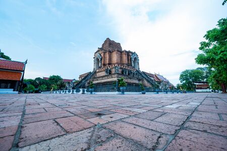 Ancient pagoda in Chedi Luang Varavihara temple, Chiang Mai province.