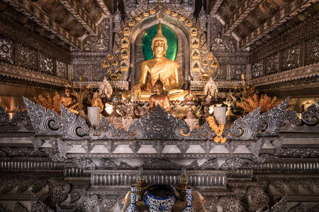 Beautiful Buddha Statue in Wat Sri Suphan (Silver Temple), Mai Province.のeditorial素材