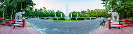 CHIANG MAI, THAILAND - May 23, 2020 : The fountain in front of Dhamma hall at Chiang Mai university, Thailand.のeditorial素材