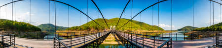 Suspension bridge at Mae Kuang Udom Thara dam, Thailand.