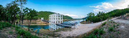 CHIANG MAI, THAILAND - May 27, 2020 : Suspension bridge at Mae Kuang Udom Thara dam, Thailand.のeditorial素材