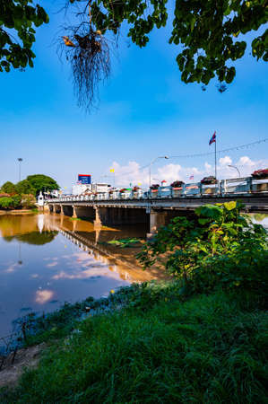 CHIANG MAI, THAILAND - May 6, 2020 : Ping River and Nawarat Bridge in Chiang Mai Province, Thailand.のeditorial素材
