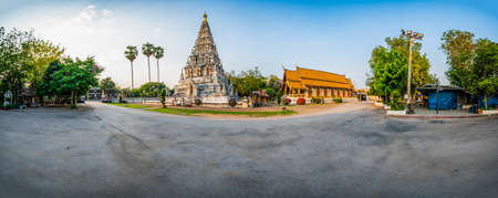 CHIANG MAI, THAILAND - April 13, 2020 : Panorama view of Chedi Liem temple or Wat Chedi Liem in Wiang Kum Kam archaeological site, Chiang Mai province.のeditorial素材