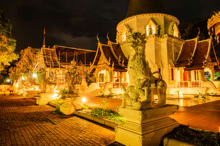 CHIANG MAI, THAILAND - July 30, 2015 : Night view of Wat Pa Dara Phirom, Chiang Mai province.のeditorial素材