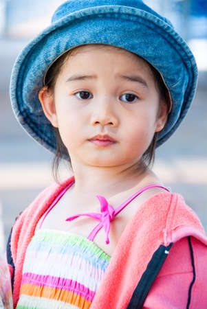 Asian little girl is traveling, Thailand.の写真素材