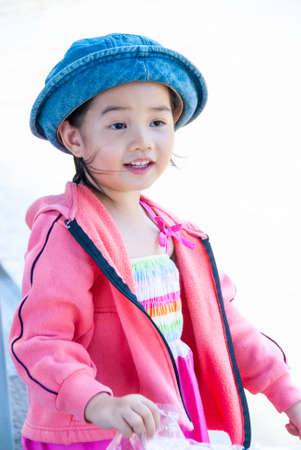 Asian little girl is traveling, Thailand.