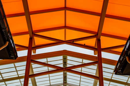 Orange translucent roof or orange skylight roof, Thailand.の写真素材