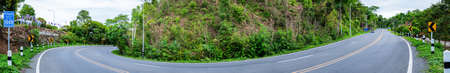 PHAYAO, THAILAND  - July 18, 2020 : Panorama View of Road and Forest at Kwan Phayao Viewpoint, Phayao Province.のeditorial素材
