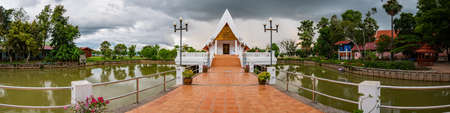PHAYAO, THAILAND - July 19, 2020 : Lanna Style Church in Pond of Si Khom Kham Temple, Phayao Province.のeditorial素材