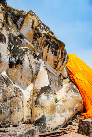 Reclining Buddha statue in Lokayasutharam temple, Ayutthaya province.の写真素材