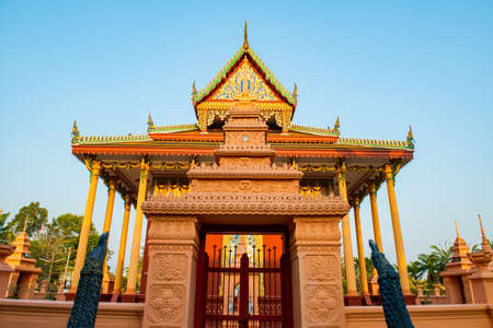 Beautiful Thai style church in Kaeo Phichit temple, Prachin Buri Provinceのeditorial素材