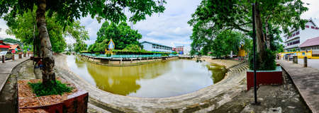 PHAYAO, THAILAND - August 14, 2020 : Panoramic view of canal in Chiang Kham district, Phayao...