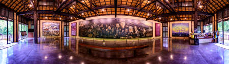 CHIANG RAI, THAILAND - July 18, 2020 : Panorama view of memorial pavilion in Thamluang Khunnam Nangnon National Park, Chiang Rai province.のeditorial素材