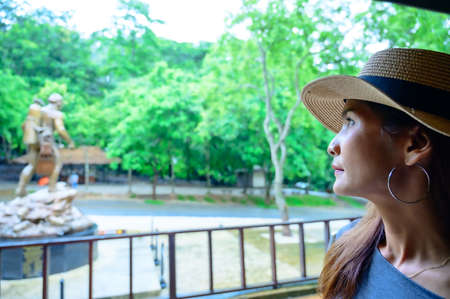 Asian Woman Tourist at National Park, Chiang Rai province.の写真素材