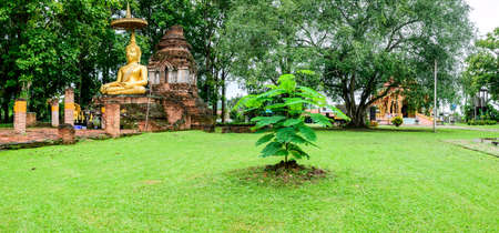 CHIANG RAI, THAILAND - July 18, 2020 : Panorama View of Wat Phra That Song Pee Nong in Chiang Saen District, Chiang Rai Province.のeditorial素材
